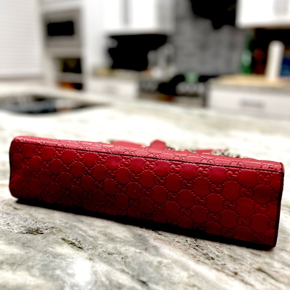 Gucci Authentic Guccissima Horsebit Large Red Leather Emily Bag - Picture 8 of 12
